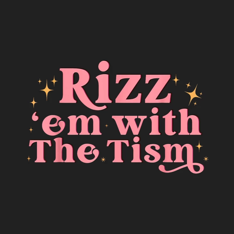 Retro Pink Typography: "Rizz em with The Tism" with Sparkles Bucket Hat