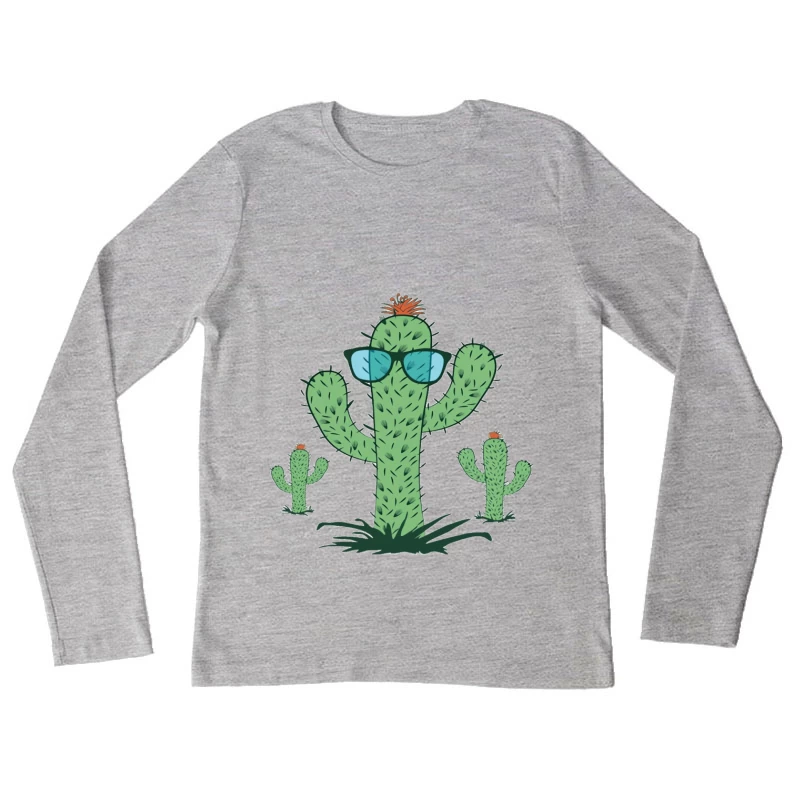 Kaktus mit Sonnenbrille Damen Langarm T-Shirt