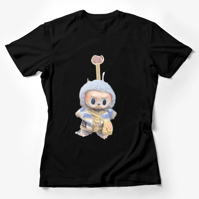 Süßes Monster-Plüschtier mit gestreiftem Pullover Damen T-Shirt