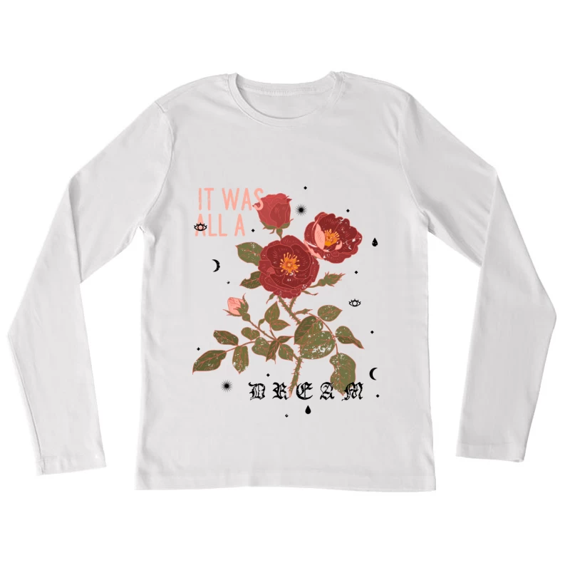 Fleurs de Rêve sur Fond Blanc Femme Manches Longues T-Shirt
