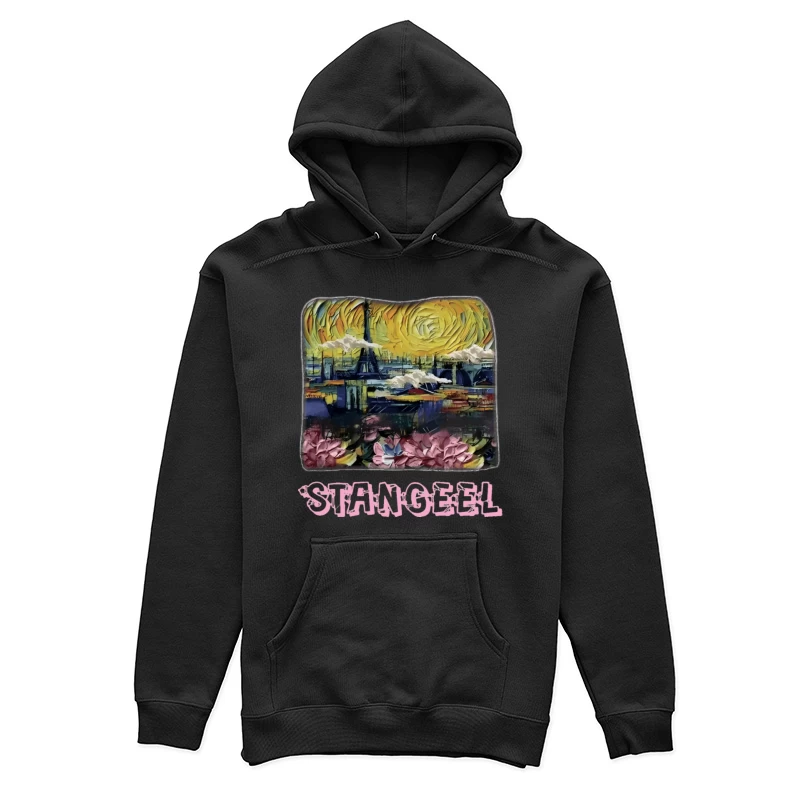 Eiffelturm und Blumen unter Sonnenhimmel Damen Pullover Hoodie