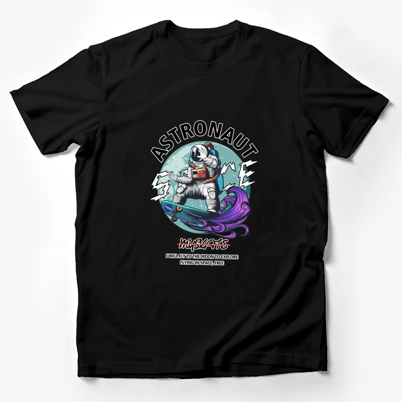 Astronaut auf Skateboard im Weltraum Herren T-Shirt