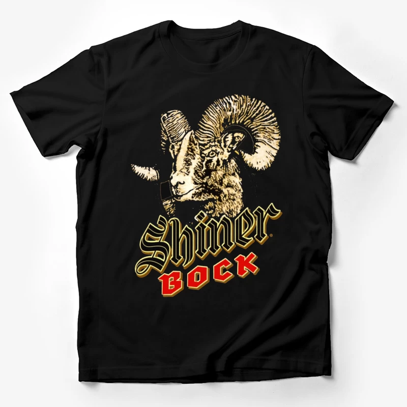 Vintage Shiner Bock Beer Logo with Golden Ram Head Design Male T-Shirt