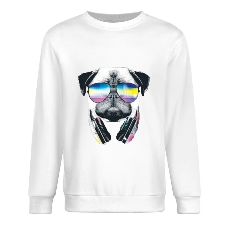 Chien DJ avec lunettes hautes en couleurs Homme Sweat-shirt à enfiler