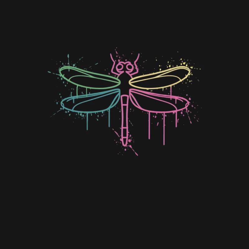 Colorful Watercolor Dragonfly Minimalist Splash Art Female T-Shirt