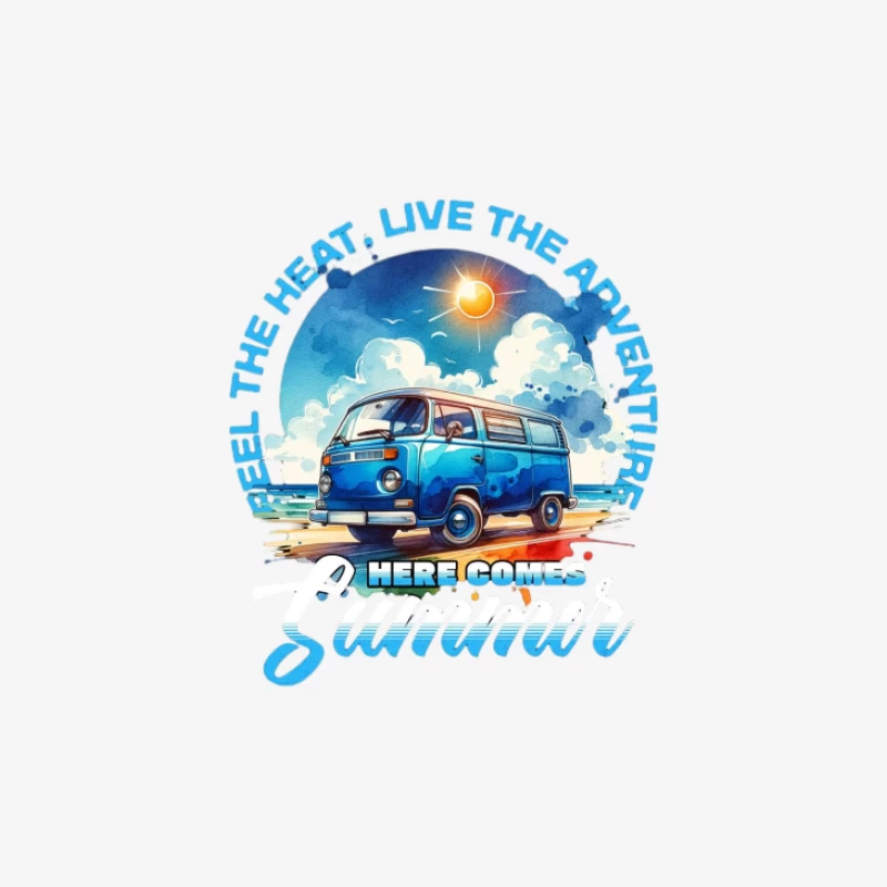 Aventure estivale avec van bleu Femme Manches Longues T-Shirt