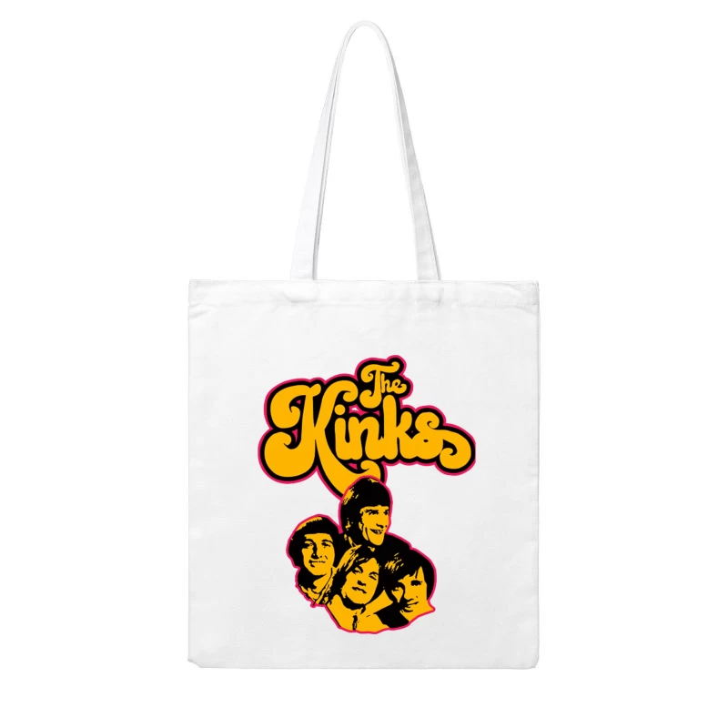 The Kinks Vintage Band Logo with Silhouettes Cotton Tote Bag