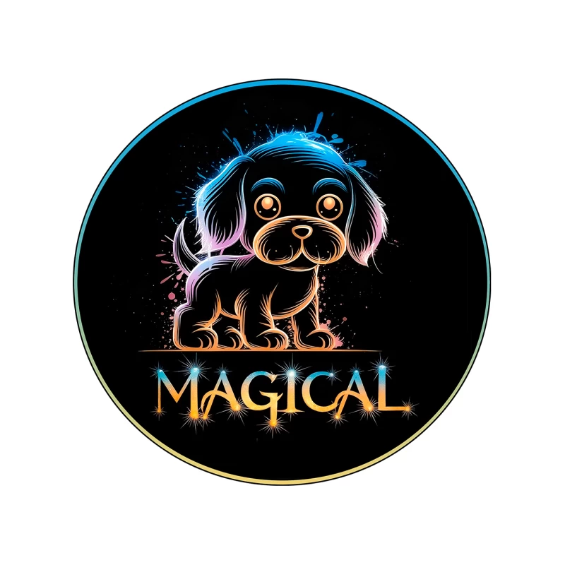 Magical Neon Puppy Art Mouse Pad