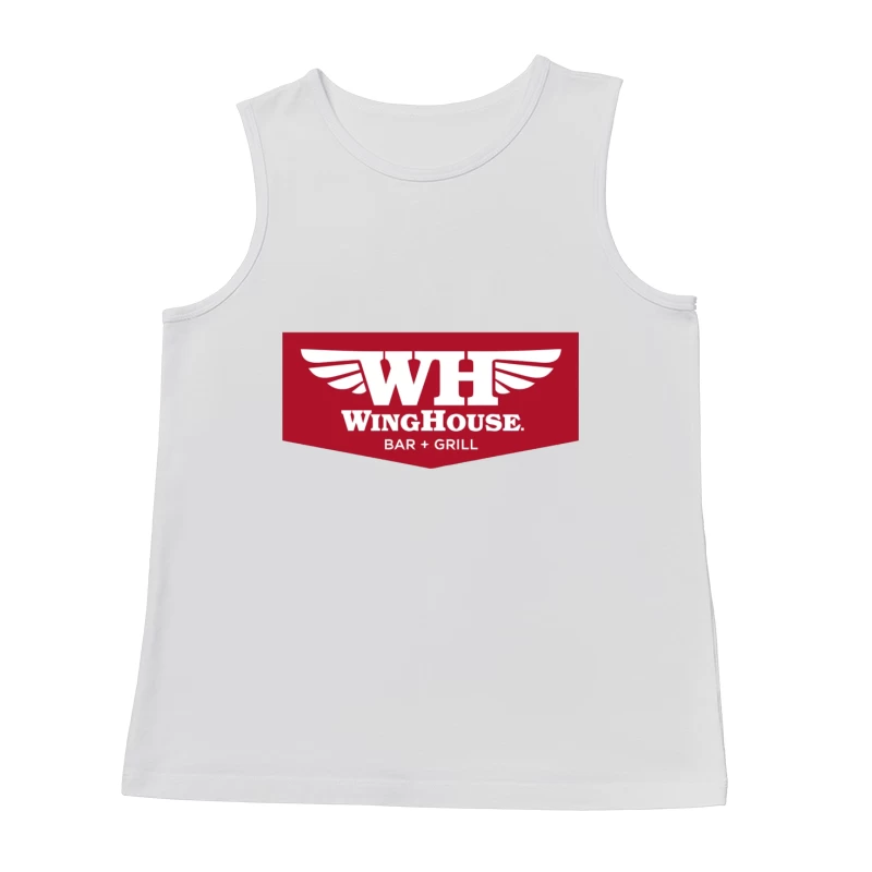 WingHouse Bar & Grill Restaurant Logo with Wings Design Male Tank Top