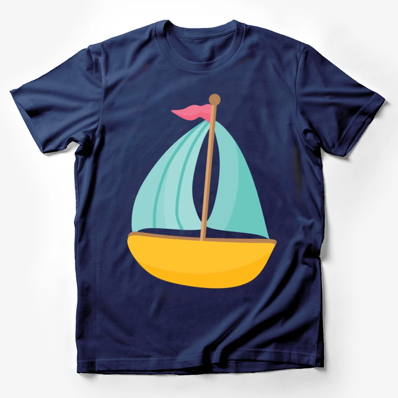 Bateau à voile jaune avec drapeau rose Homme T-Shirt