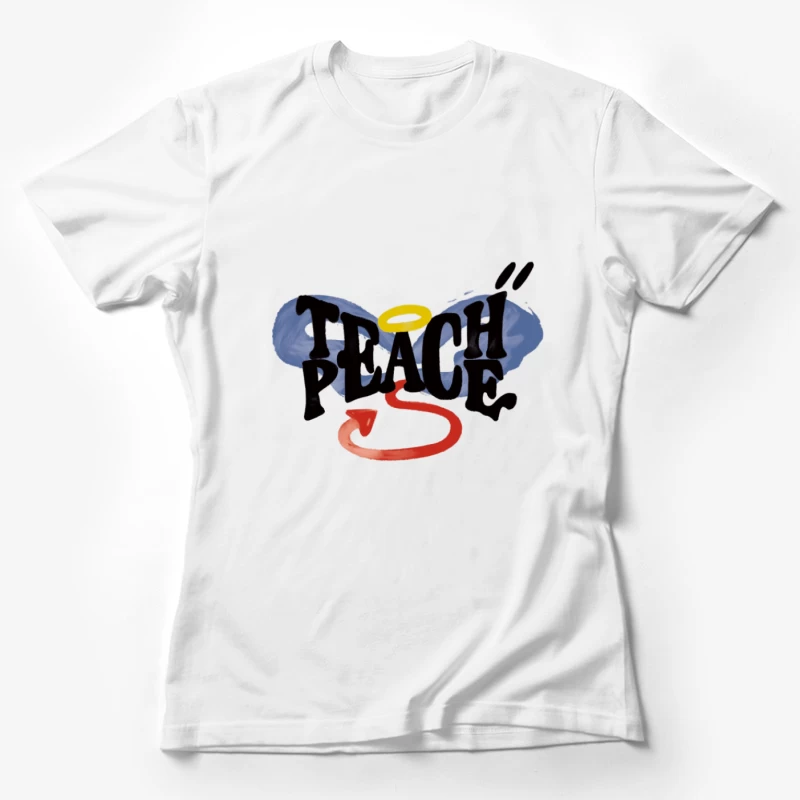 Frieden lehren Grafik mit Heiligenschein und Flügeln Damen T-Shirt