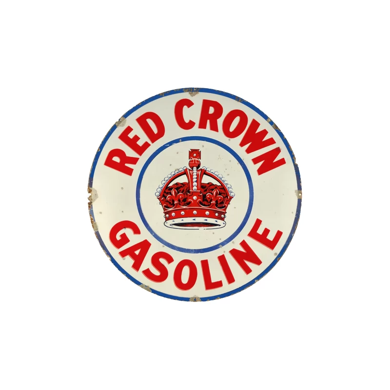 Vintage Red Crown Gasoline Round Metal Sign with Royal Crown Logo Tapestry