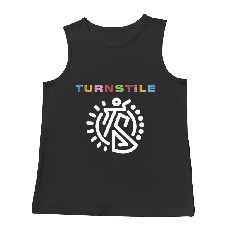 Colorful Turnstile Logo Design with Geometric Pattern Male Tank Top