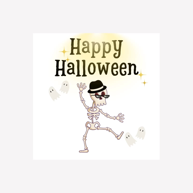 Cool Dancing Skeleton with Happy Halloween Female T-Shirt