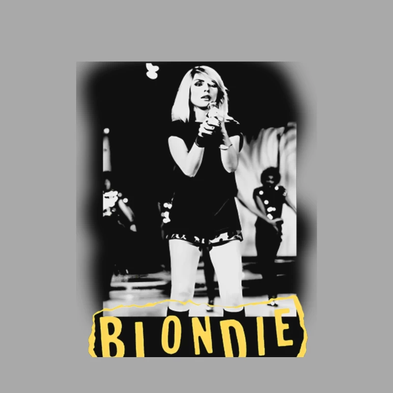 Iconic Blondie Concert Performance in Black and White, 1970s Female Pullover Hoodie