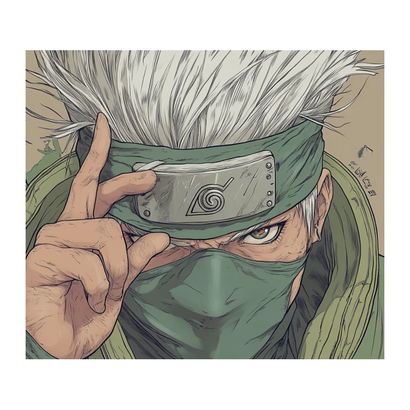 Masked Ninja with Silver Hair and Green Outfit Tapestry