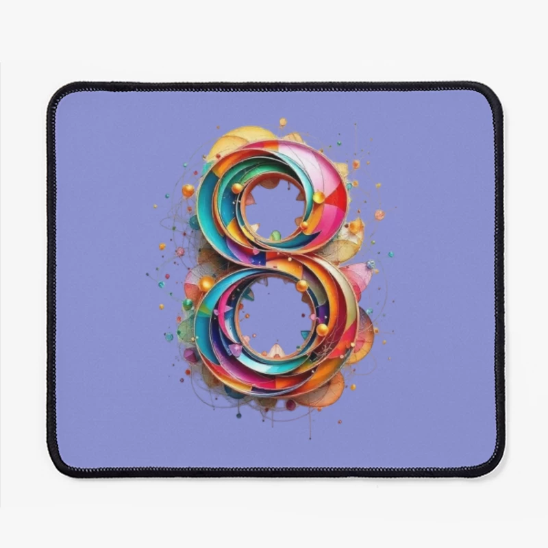 Abstract Colorful Number 8 Digital Art Design Mouse Pad