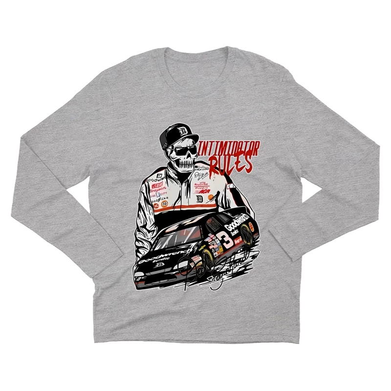 Intimidator-Regeln: Rennfahrer mit Autoillustration Herren Langarm T-Shirt