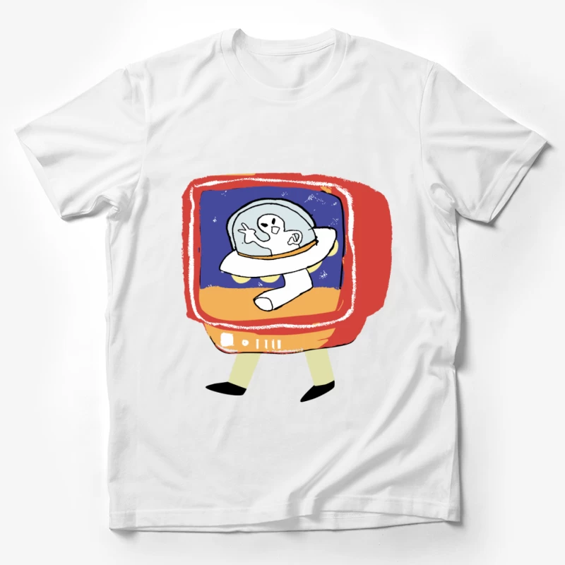 Astronaut auf vintage Fernseher Herren T-Shirt