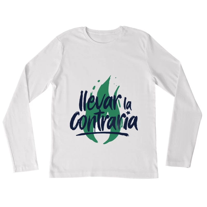 Grafikdesign mit Flamme und Schriftzug Damen Langarm T-Shirt