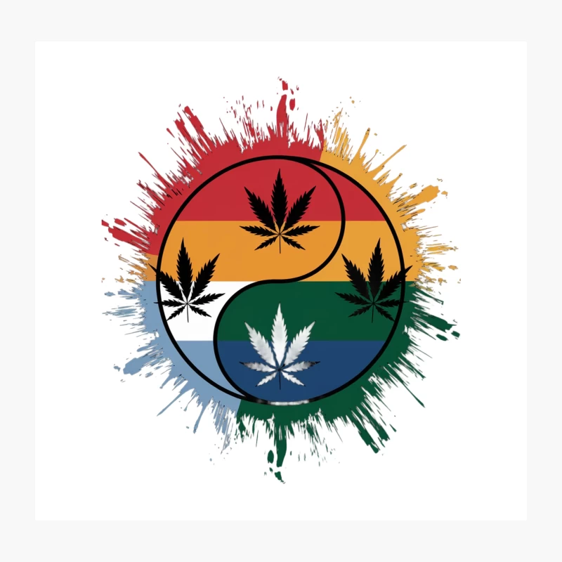 Rainbow Cannabis Yin Yang with Pride Splash Throw Pillow