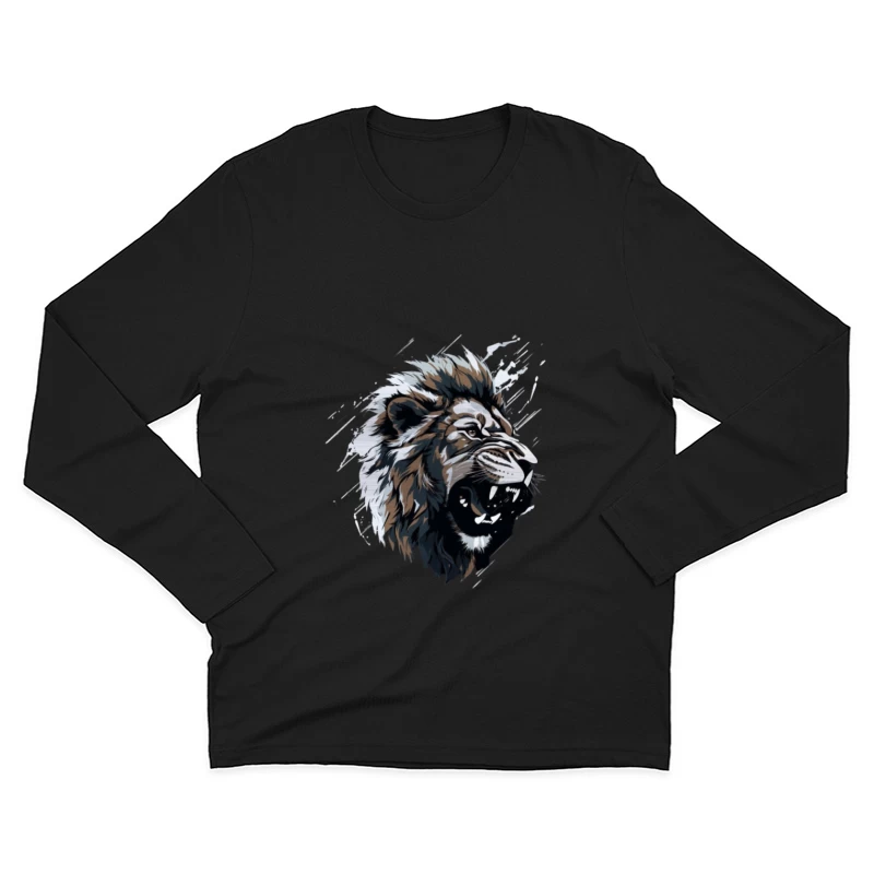Design artistique de tête de lion majestueux Homme Manches Longues T-Shirt