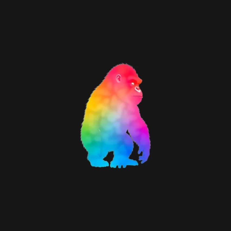 Rainbow Gradient Gorilla Silhouette Art Desk Mat