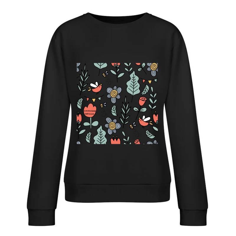 Motif floral vibrant avec oiseaux Femme Sweat-shirt à enfiler