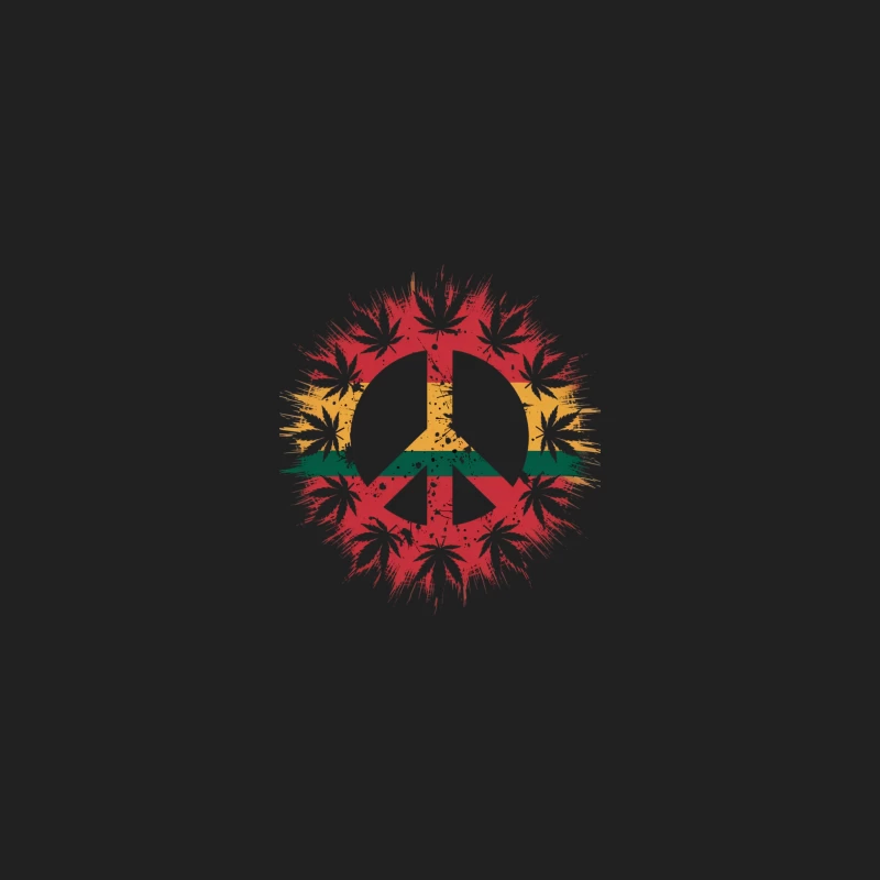 Rasta Peace Symbol with Cannabis Leaves Design Bucket Hat