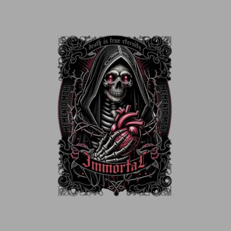 Gothic Immortal Reaper with Anatomical Heart Male Pullover Hoodie