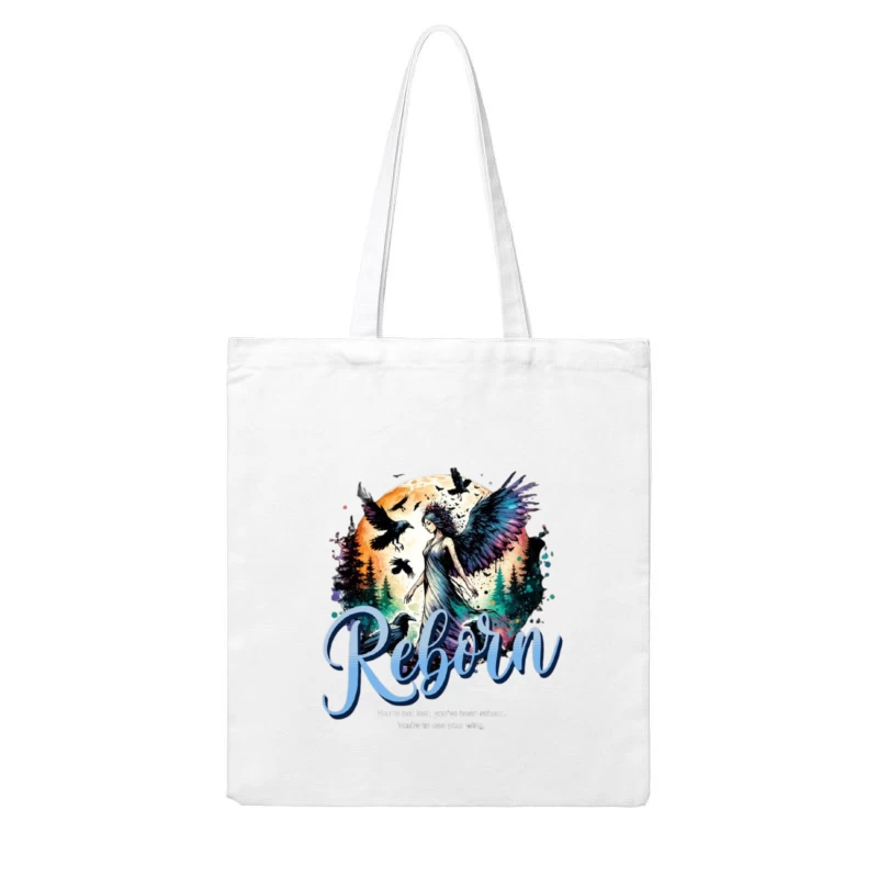 Ethereal Angel Reborn in Mystical Forest Sunset Cotton Tote Bag