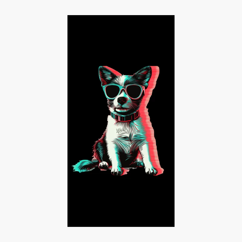 Stylish Pup: 3D Graphic Design of Cool Dog with Shades iPhone Case