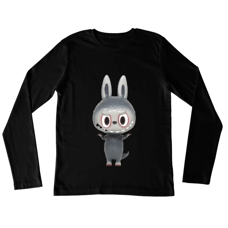 Graues Cartoon-Tier mit großen Ohren Damen Langarm T-Shirt