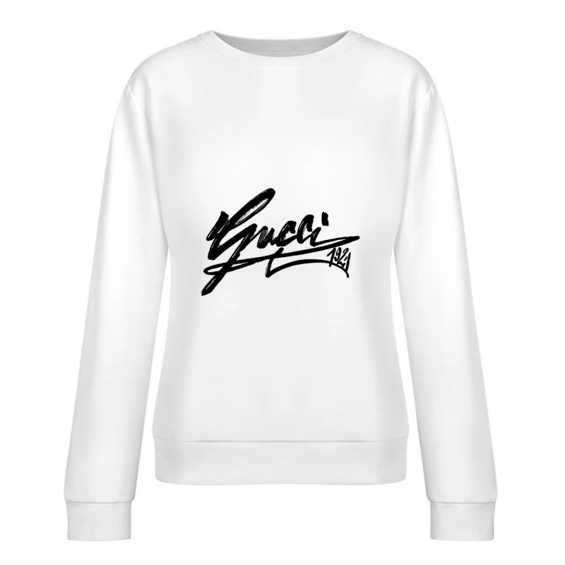 Logo Gucci noir sur fond blanc Femme Sweat-shirt à enfiler