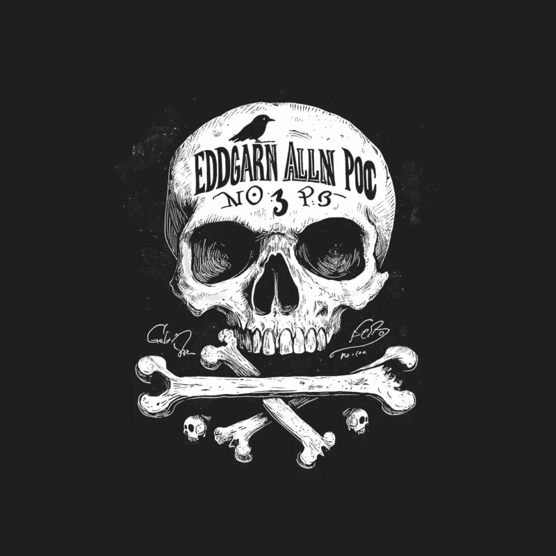 Gothic Skull Illustration Inspired by Edgar Allan Poe's Literature Mouse Pad