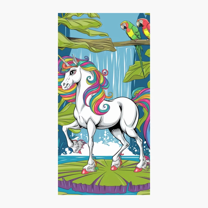 Magical Unicorn in Tropical Paradise with Parrots iPhone Case