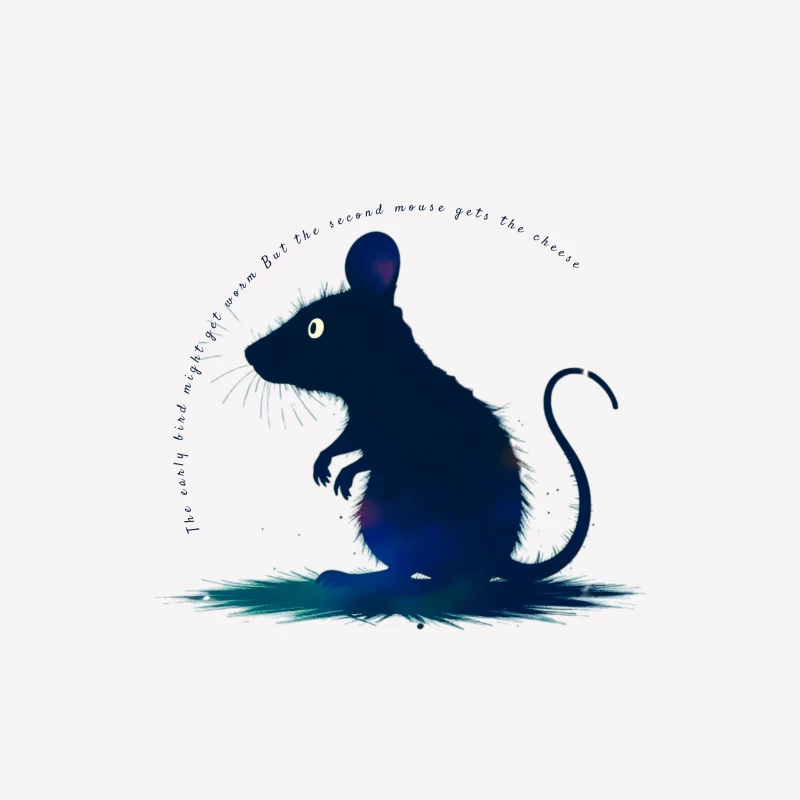 Dark Blue Mouse Silhouette Digital Illustration Male T-Shirt