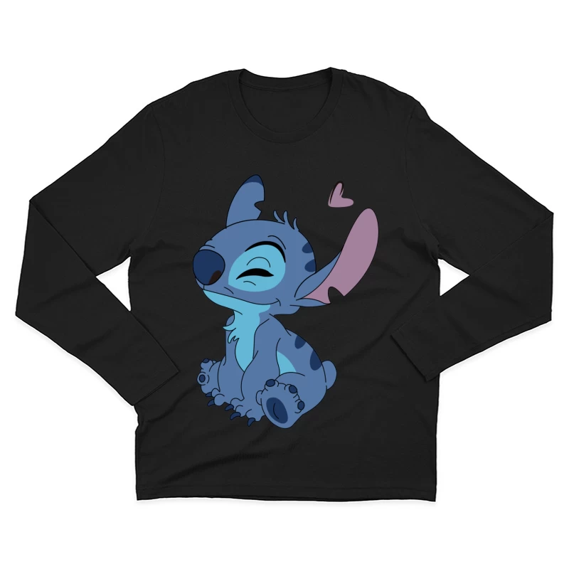 Süßer blauer Alien-Charakter mit Herz Herren Langarm T-Shirt