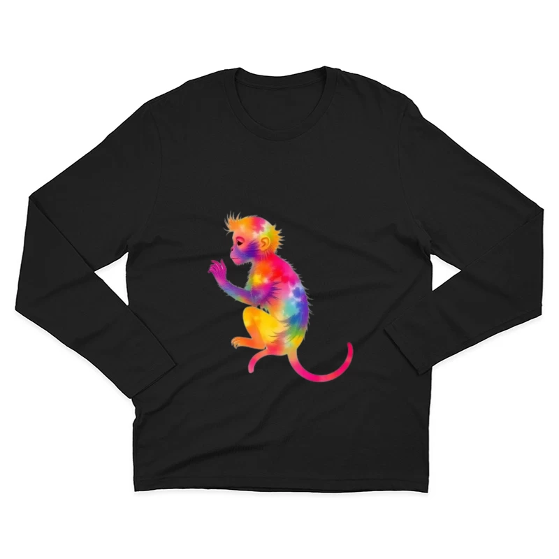 Rainbow Gradient Monkey Art Male Long Sleeve T-Shirt