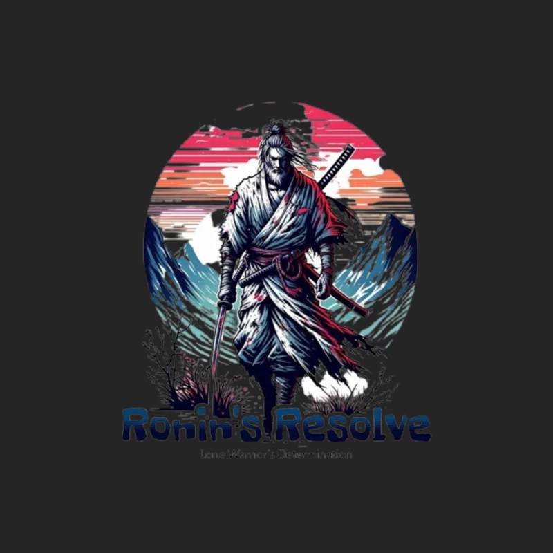 Lone Ronin's Resolve Against Mountain Sunset Male Pullover Sweatshirt