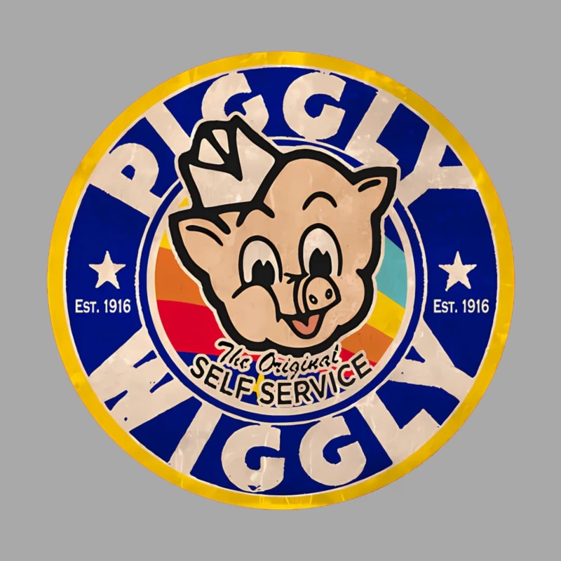 Vintage Piggly Wiggly Supermarket Logo - The Original Self Service Store Since 1916 Male Pullover Hoodie