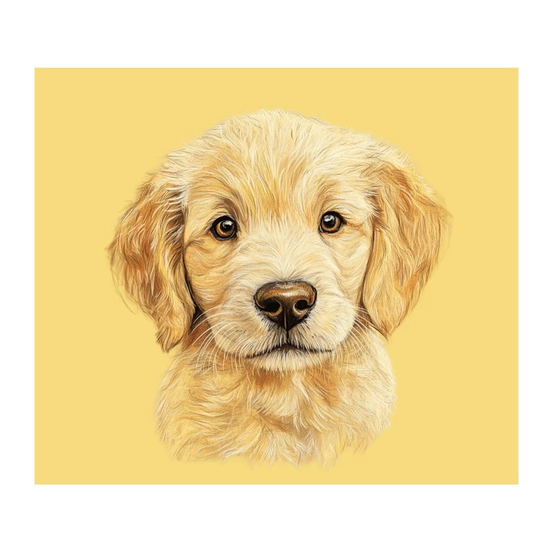 Sweet Golden Retriever Puppy Portrait Illustration Tapestry