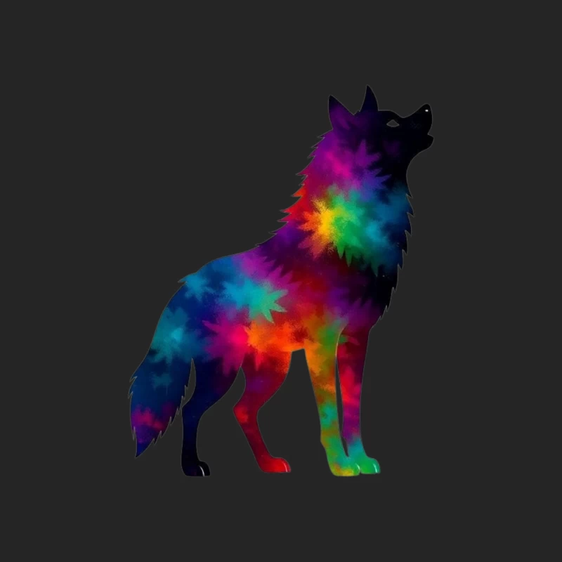 Colorful Howling Wolf Silhouette Male Pullover Sweatshirt