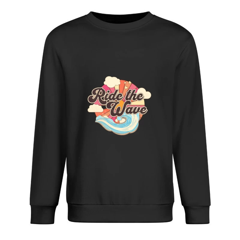 Surfe la Vague: Graphique Vintage avec Couleurs et Nuages Homme Sweat-shirt à enfiler