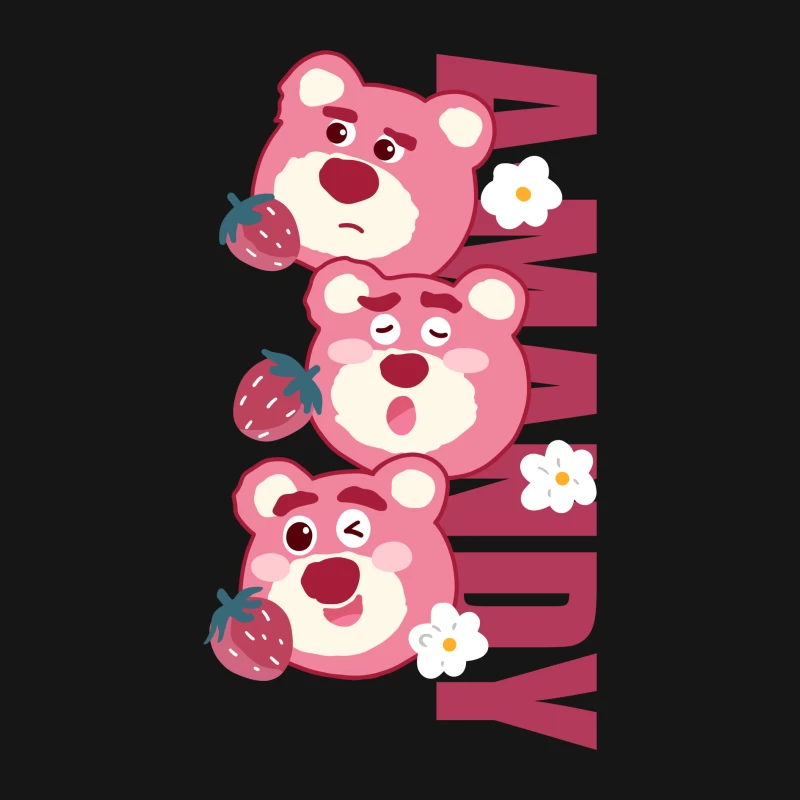 Niedliche Bären mit Erdbeeren Herren Langarm T-Shirt