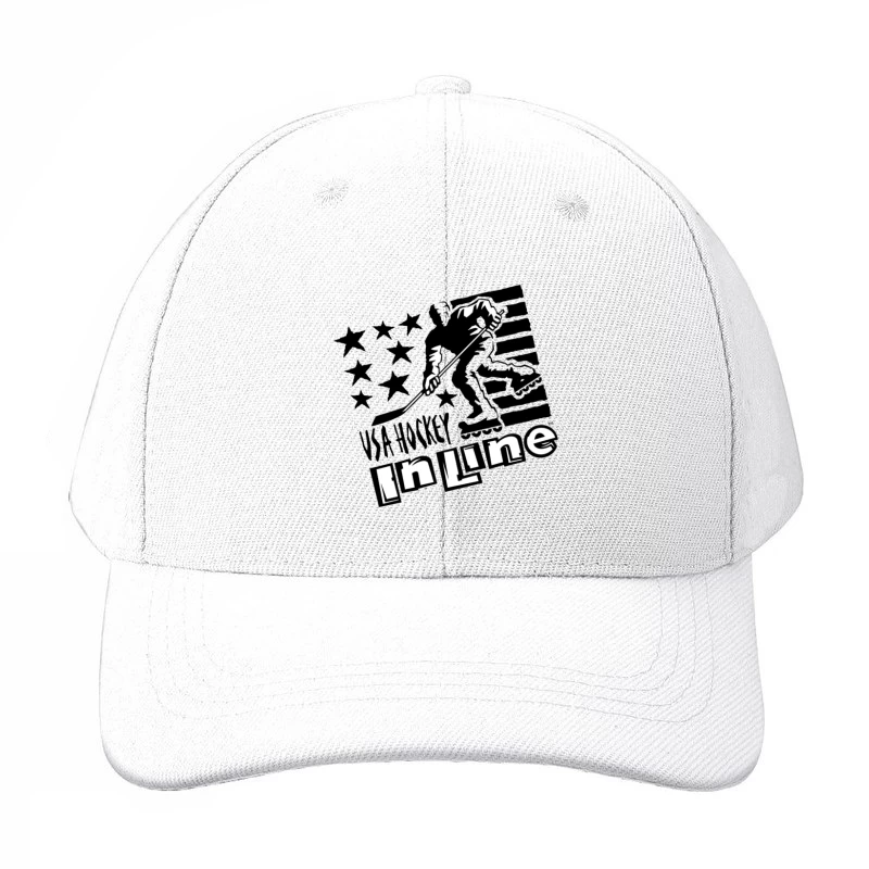 USA Inline Hockey Sports Logo with Stars and Stripes Design Baseball Cap