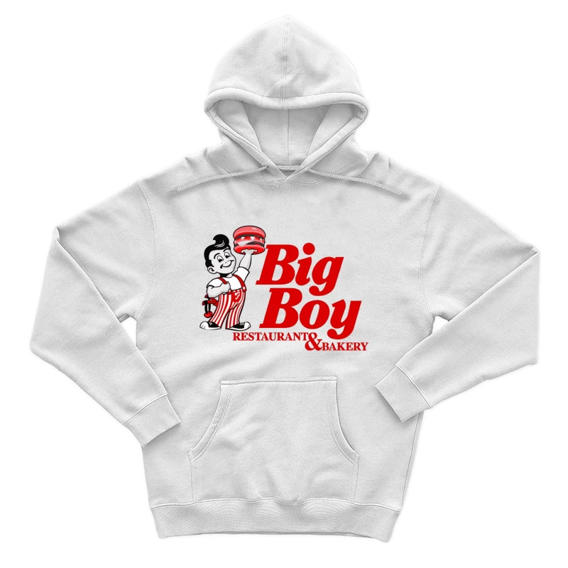 Vintage Big Boy Restaurant and Bakery Logo with Cartoon Mascot Male Pullover Hoodie