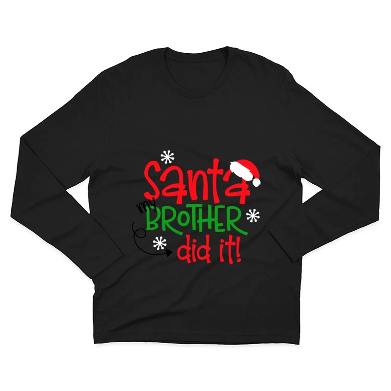 Message humoristique de Noël avec Santa et frère Homme Manches Longues T-Shirt