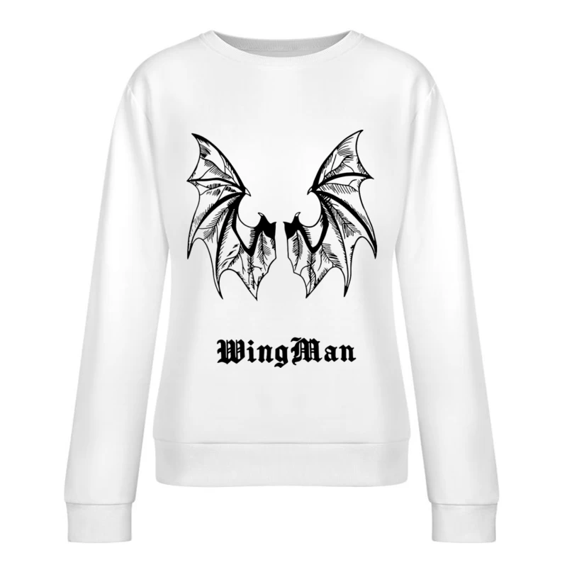 Fledermausflügel-Design mit Schriftzug Damen Pullover Sweatshirt