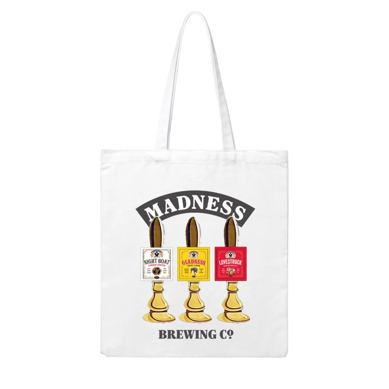 Madness Brewing Company Beer Tap Handles with Classic Labels Cotton Tote Bag